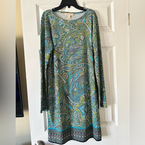 Michael Michael Kors Blue and green paisley print dress, size medium - Picture 1 of 4